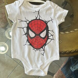 White Baby Onesie with Red Spider-Man Graphic